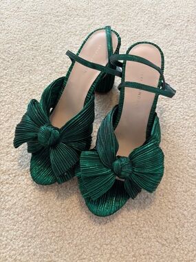 Loeffler Randall Camellia Pleated Green Bow Heels
